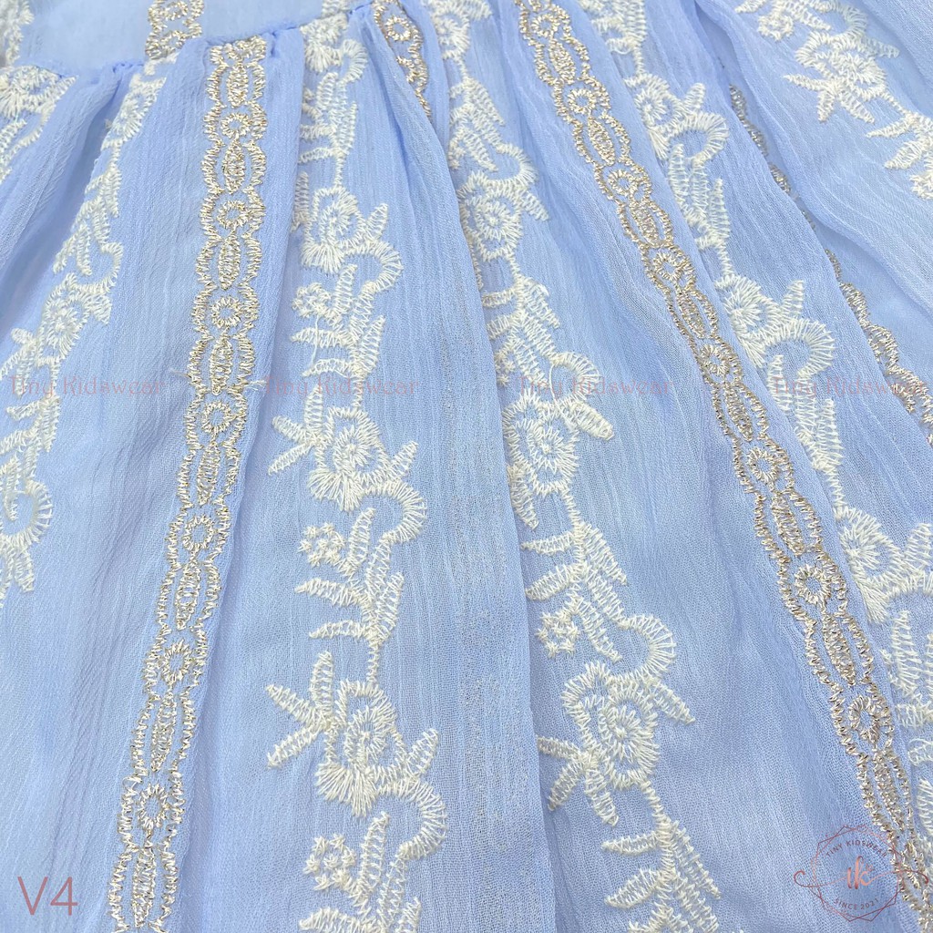 Váy Đầm Lolita Baby Voan Xanh Dương Cao Cấp, Đầm Thôi Nôi, Chụp Hình Cho Bé Gái Từ 9-17kg [V4]