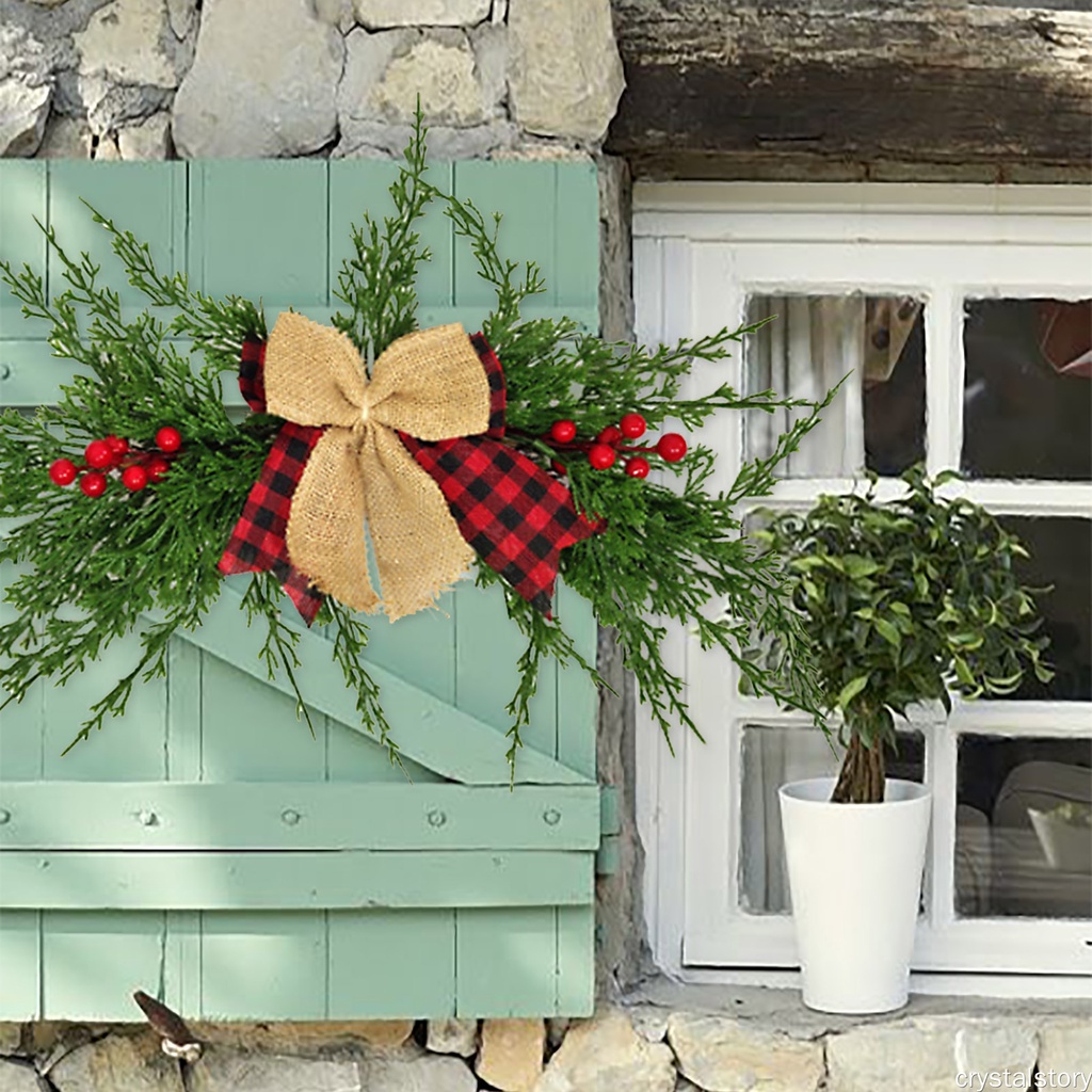 🍁Spring Summer Etc. Door Lintel Decoration Simulation Wall Hanging Valentine's Day Easter 1pcs For Mirrors Windows And Arches Silk Cloth Or On The Mantelpiece. Green Pine Tree Simulates Pine Needles🌾