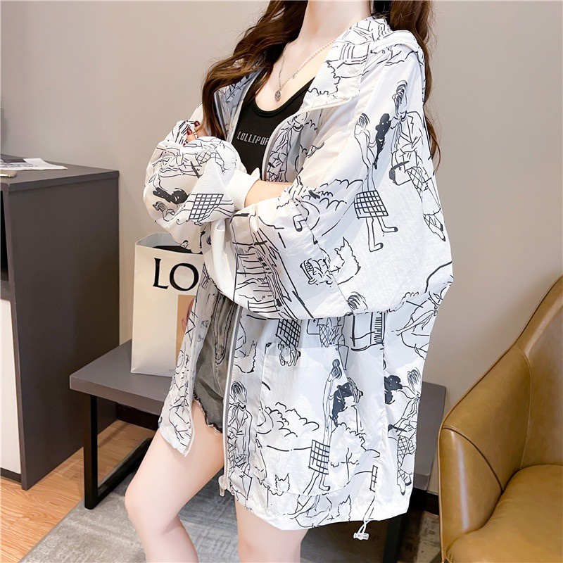 Áo Khoác Hoodie Chống Nắng In Họa Tiết Hoạt Hình Xinh Xắn Cho Nữ | BigBuy360 - bigbuy360.vn