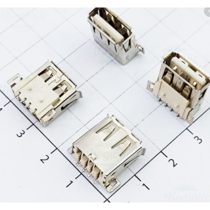 Cổng USB Cái 2.0 Type A 4 Chân Thẳng Dán SMD