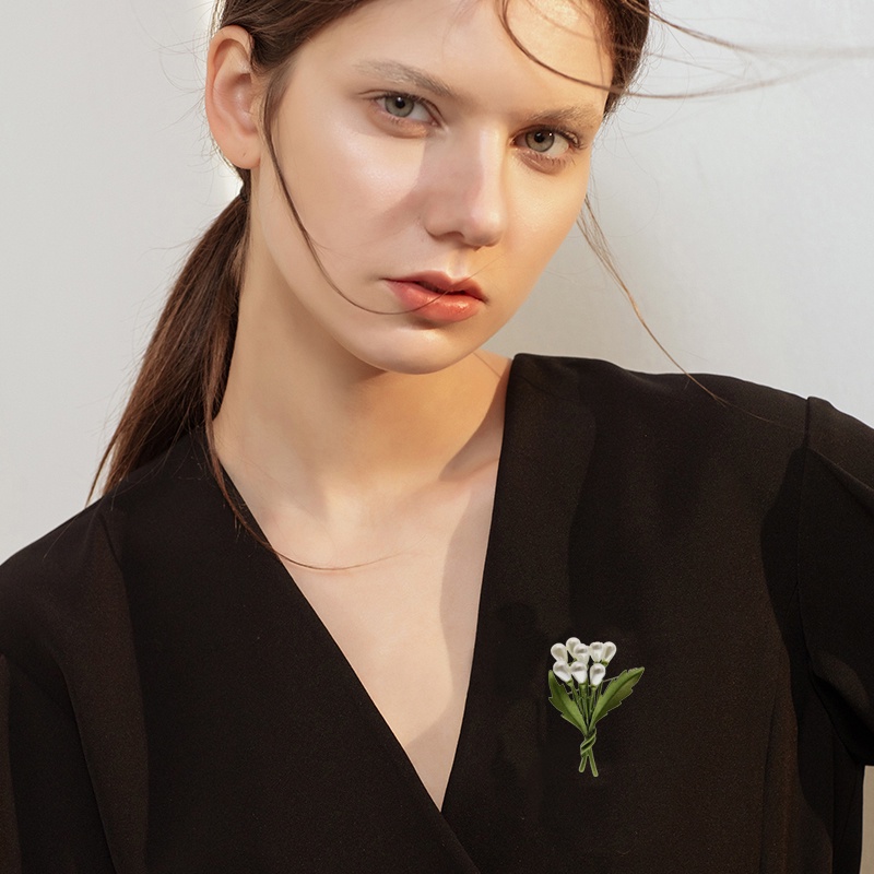 Ghim Cài Áo Hình Lá Cây Đính Ngọc Trai Nhân Tạo