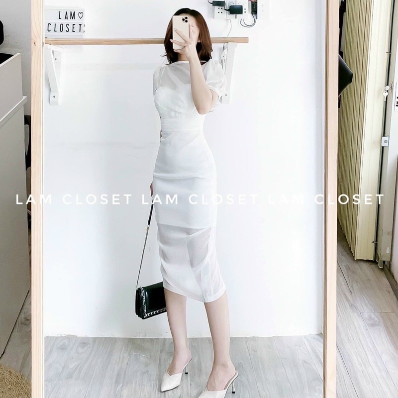 Đầm trắng ôm body phom suông tay bồng MITRIE | BigBuy360 - bigbuy360.vn