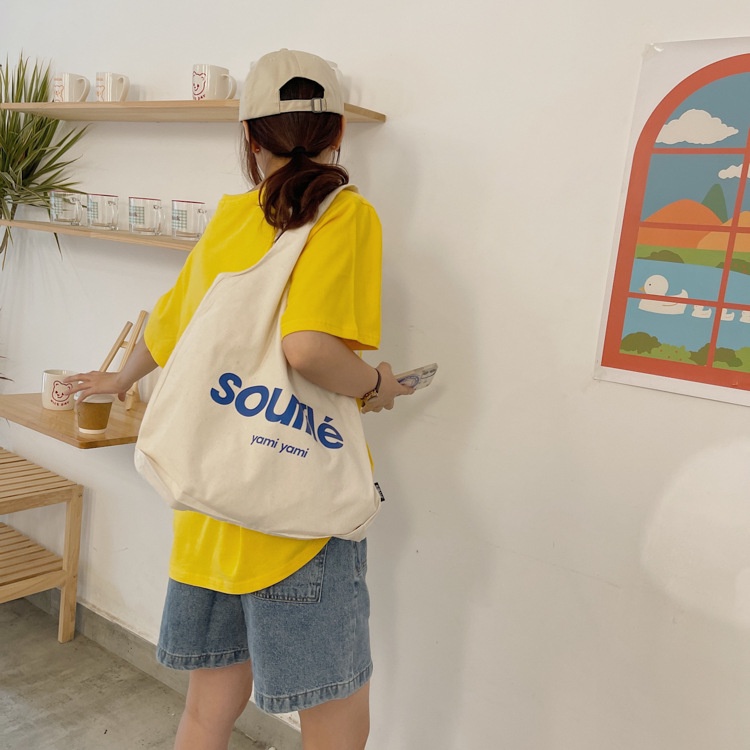 Túi Xách Canvas Cỡ Lớn In Chữ Phong Cách Bắc Âu Thời Trang Mùa Hè