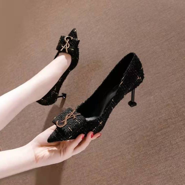 ☍French high heels female 2021 spring and autumn new net red temperament girl cat pointed stiletto professional shoes