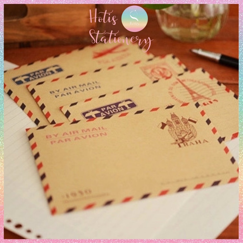 [HOTIS] Set 10 bìa thư mini giấy kraft phong cách cổ điển châu Âu