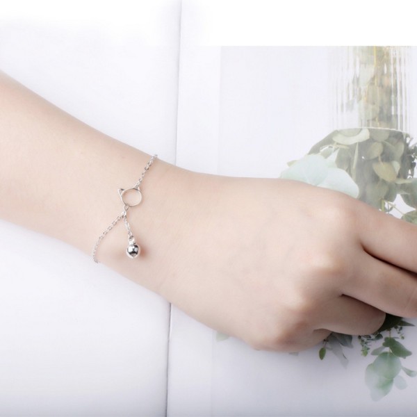 Vòng tay lắc tay bạc mèo lục lạc phong cách Hàn Quốc xinh xắn dễ thương