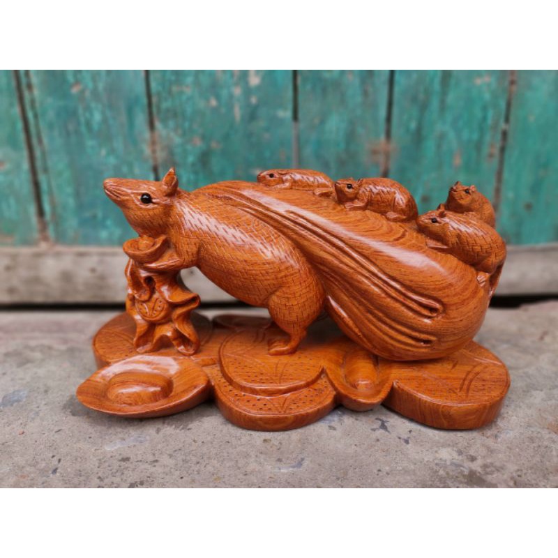 Tượng con chuột gỗ hương