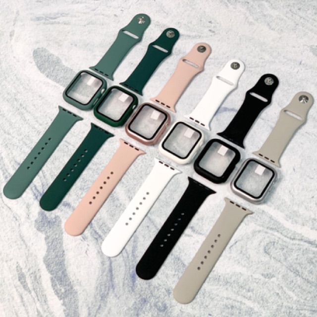 Combo Dây cao su + Ốp viền cường lực dành cho Apple Watch