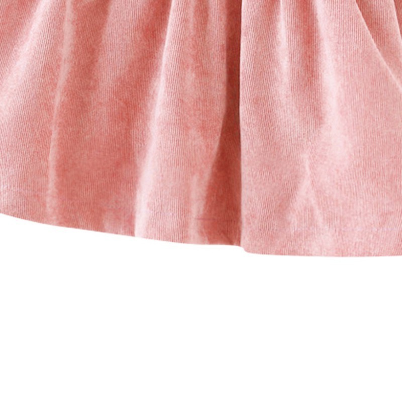 Đầm dài tay cổ tròn phối bèo dễ thương cho bé gái