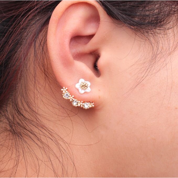 Khuyên tai hoa nhí bông tai trang sức phụ kiện nam nữ phong cách Hàn Quốc dễ thương xi bạc