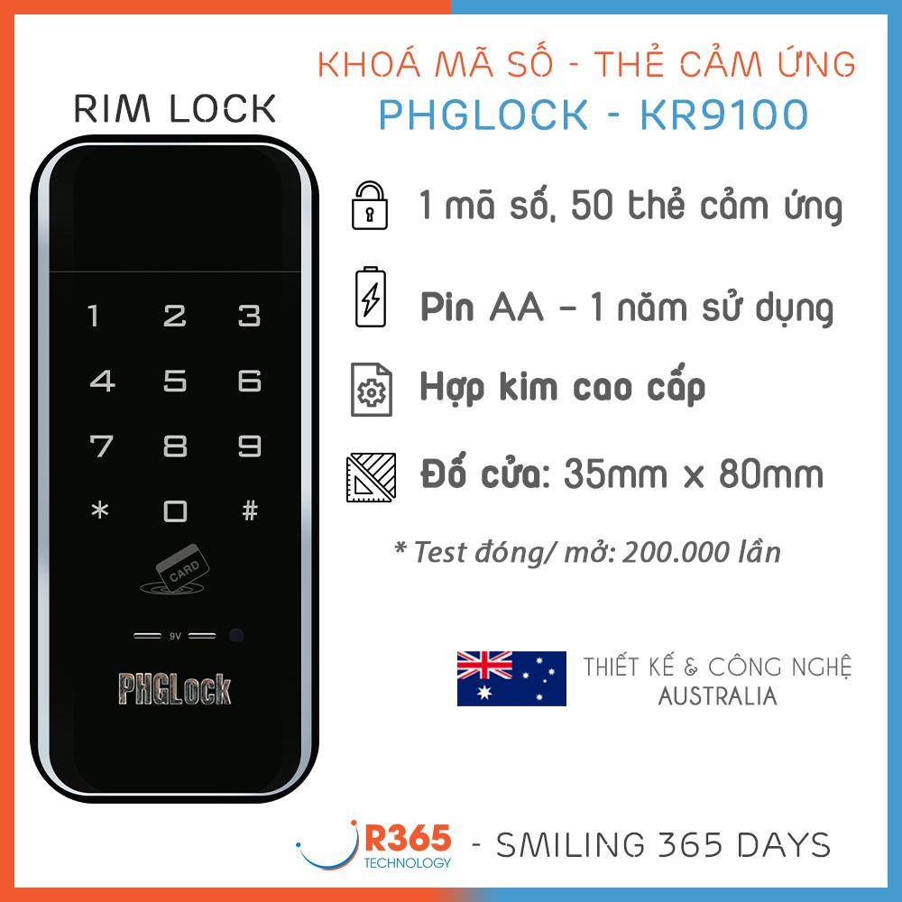 Khoá Cổng Dùng Mã Số Chủ Và 50 Thẻ Cảm Ứng - PHGLOCK KR9100