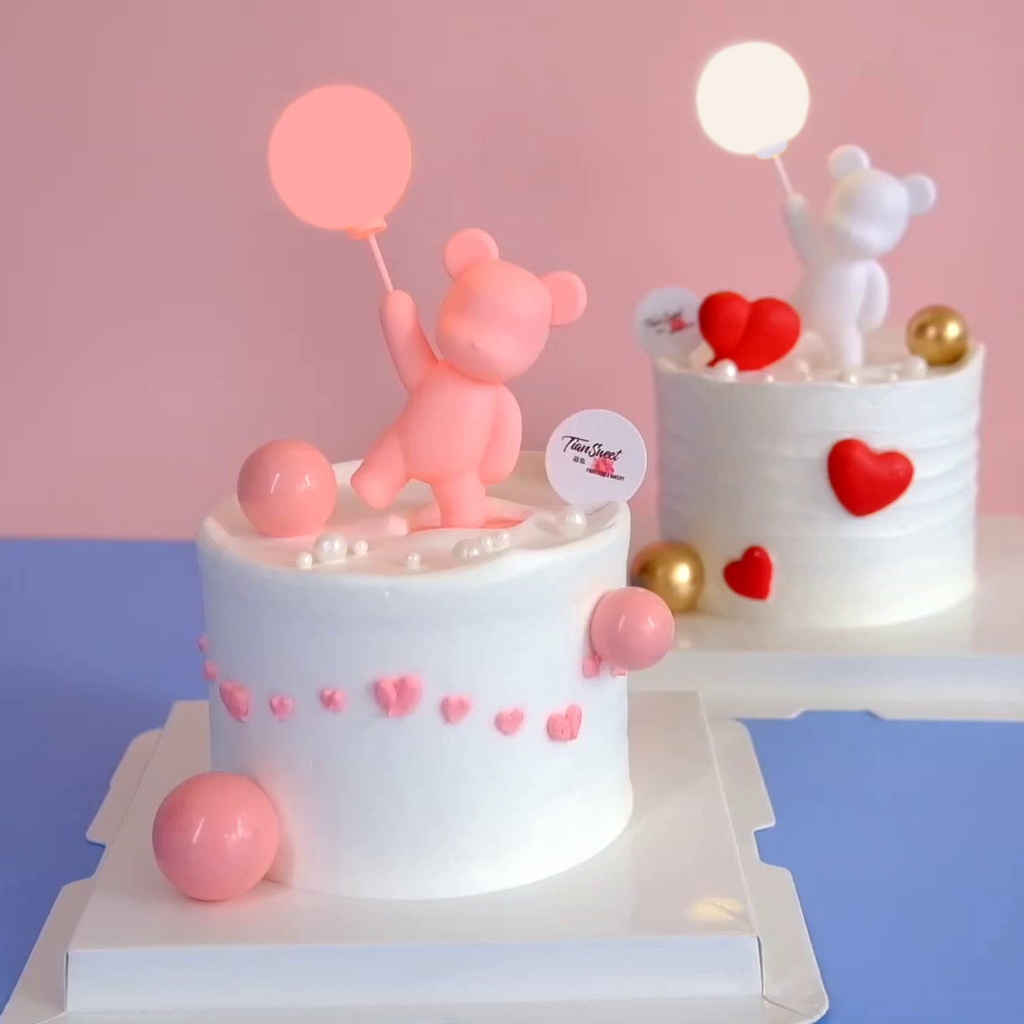 Phụ Kiện Trang Trí Bánh Kem Có Đèn LED Hình Gấu Dễ Thương