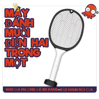 Vợt muỗi thông minh kiêm đèn tự động bắt muỗi - vợt muỗi đa năng 3 trong 1 - kèm đế và dây sạc usb
