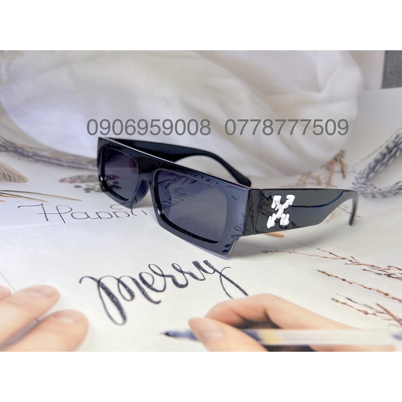 Kính hiệu vuông dáng nhỏ màu trắng đen thời trang phong cách hiphop off white