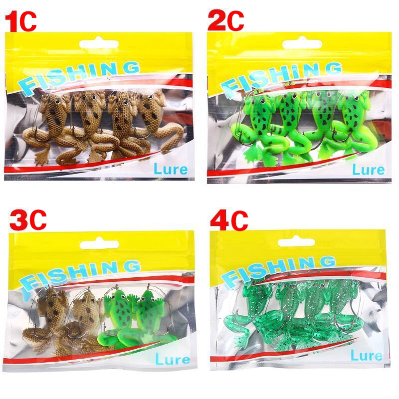 Set 4 Mồi Câu Cá Giả Hình Ếch 6cm 5.2g Câu cá biển Mồi câu cá mồi Thức ăn cho cá