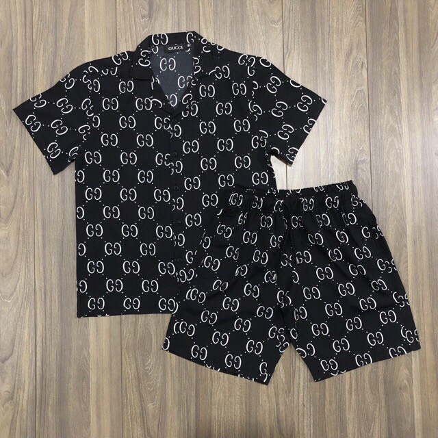 Hot Trend 2020 Bộ Hè Nam,Đồ Bộ Nam LV Hoa Nhỏ Chất Xịn Cao Cấp Có Size K9