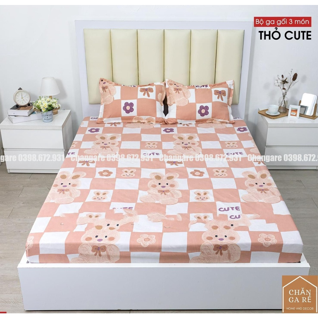(4 món)Bộ ga gối ga trải giường bộ drap giường+2 vỏ gối nằm+1 vỏ ôm Cotton Poly size m6/m8 nhiều mẫu lựa chọn