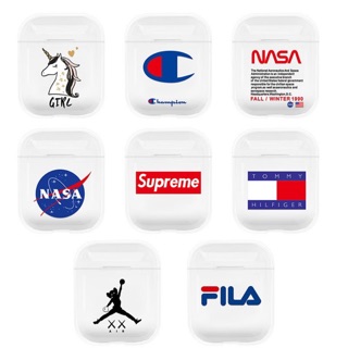 Ốp trong Airpods logo thương hiệu Supre, Champion, Nasa, FiLa, Jordan