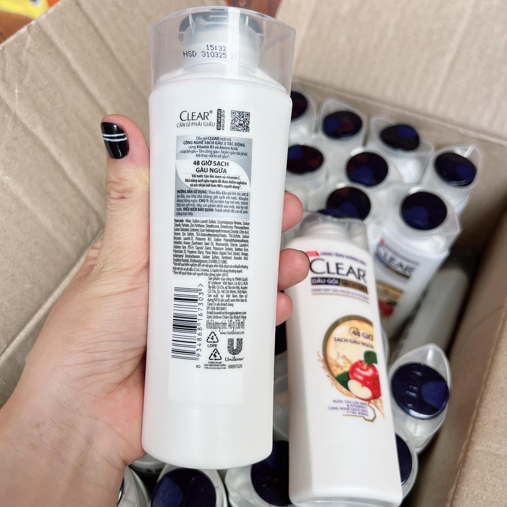 Combo 2 chai Dầu gội Clear nước táo lên men &amp; Vitamin C chai 140g (Hàng khuyến mại của hãng)