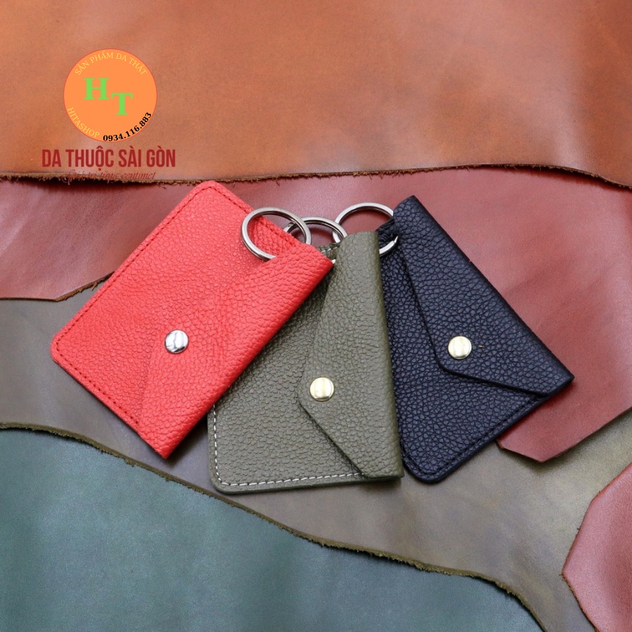 Ví Thẻ Mini Bằng Da Bò Thật - Màu Đen Hàng Chính Hãng Thương Hiệu Himashop Leather -MK01