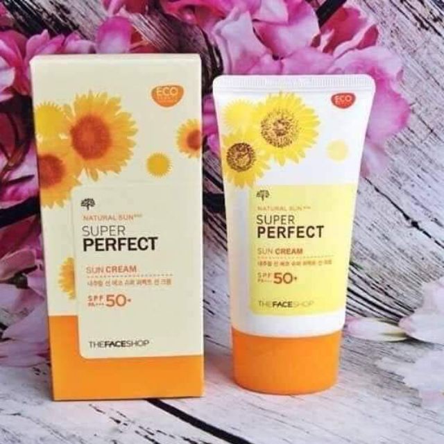 Kem chống nắng Natural Sun Eco Super Perfect Sun Cream 50ml cho da dầu mụn nhạy cảm hỗn hợp da mặt khô LaLa Beauty