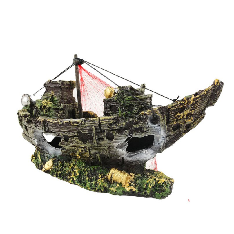 Mô hình Xác Tàu Thuyền Đắm - Thùng Gỗ Mục - Xác Máy Bay - Tàu Ngầm trang trí bể cá tiểu cảnh non bộ