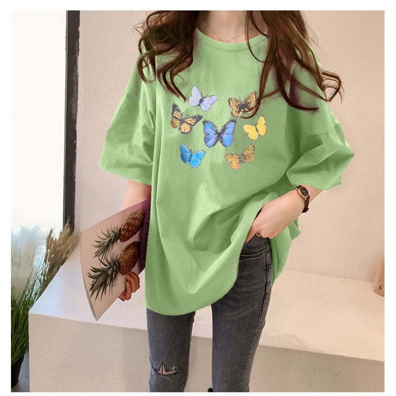 NRVP Áo thun 100% cotton ngắn tay cổ tròn form rộng in họa tiết vui nhộn thời trang mùa hè cho nữ