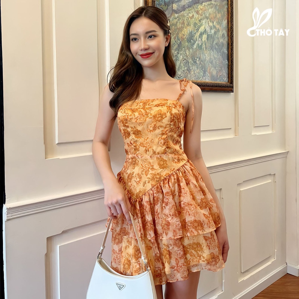 Đầm xòe hoa phối tầng THỎ TÂY D439DX28