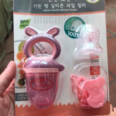 Túi nhai ăn dặm chống hóc 3 núm nhai kèm dây đeo cho bé GB Baby Hàn Quốc