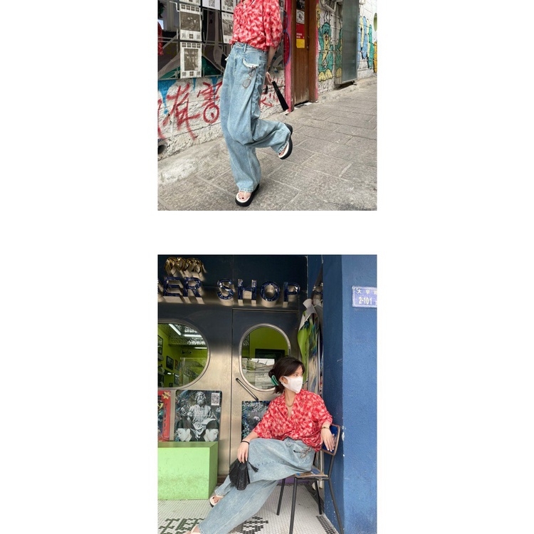 Áo Sơ Mi Voan Hoa Cổ V Ngắn Tay Thời Trang Xuân Hè Mới 2021 Dành Cho Nữ