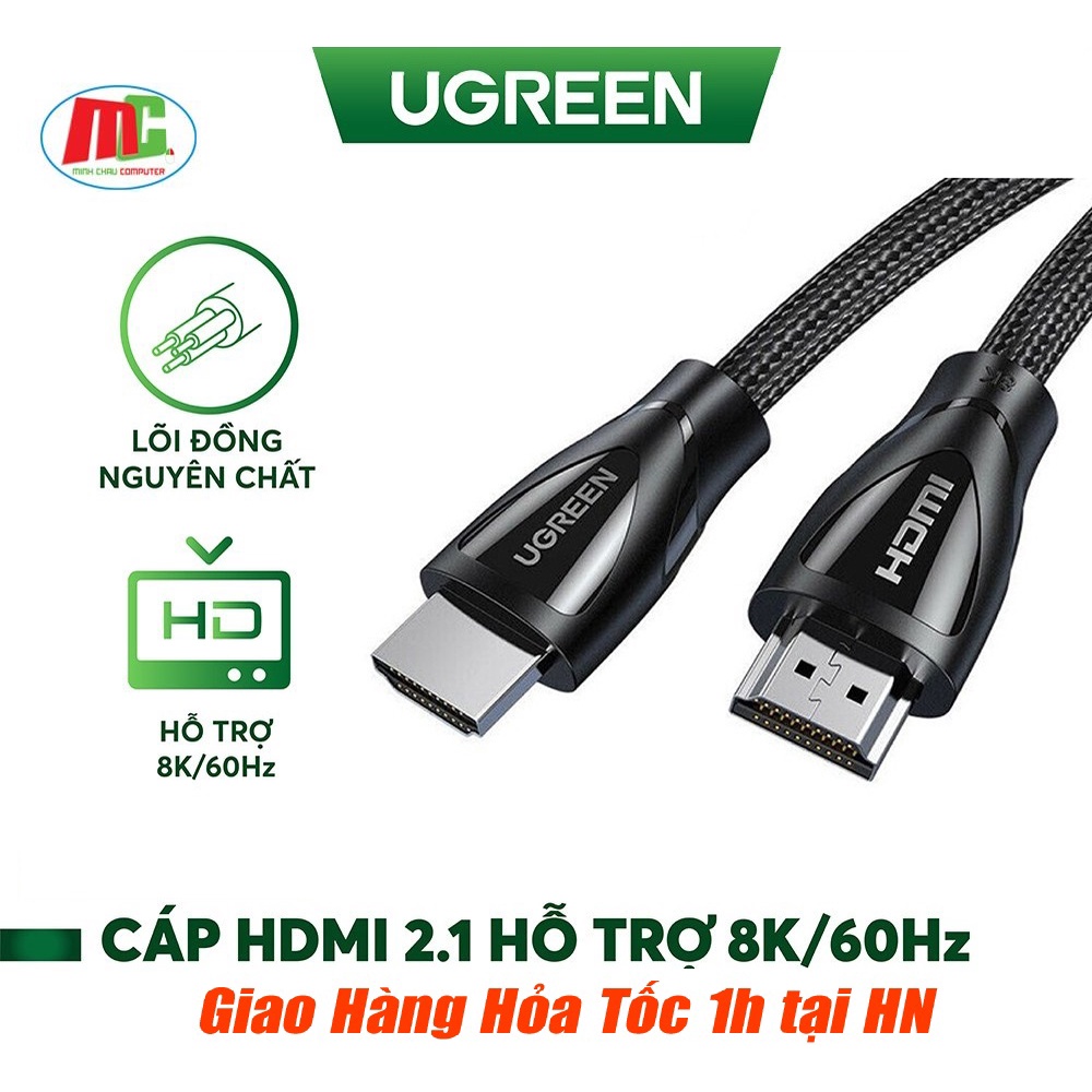 Cáp HDMI 2.1 Ugreen Dài 1m 1.5m 2m 3m 5m Ultra HD 8K @ 60Hz Ugreen 80401 80402 80403 80404 80405- Hàng chính hãng