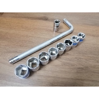 Cần siết đầu khẩu đầu tuýp chữ l 1/2 inch 1/2'' kèm bộ đầu khẩu, đầu tuýp 8mm đến 24mm