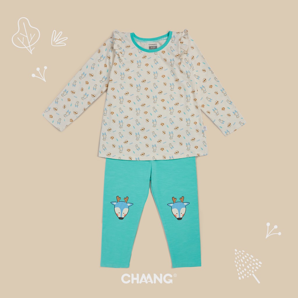 Bộ quần áo bé gái chất liệu vải cotton mềm mịn thoáng mát cho bé từ 1 đến 6 tuổi hãng Chaang