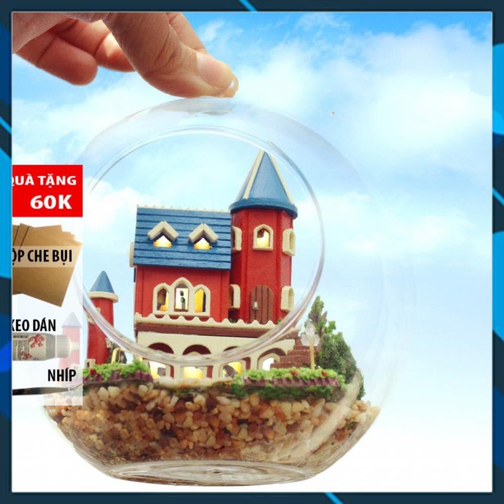 Mô hình nhà búp bê gỗ DIY Nhà Búp Bê - Glass Ball Có Đèn Alice Dream Castle Toy World