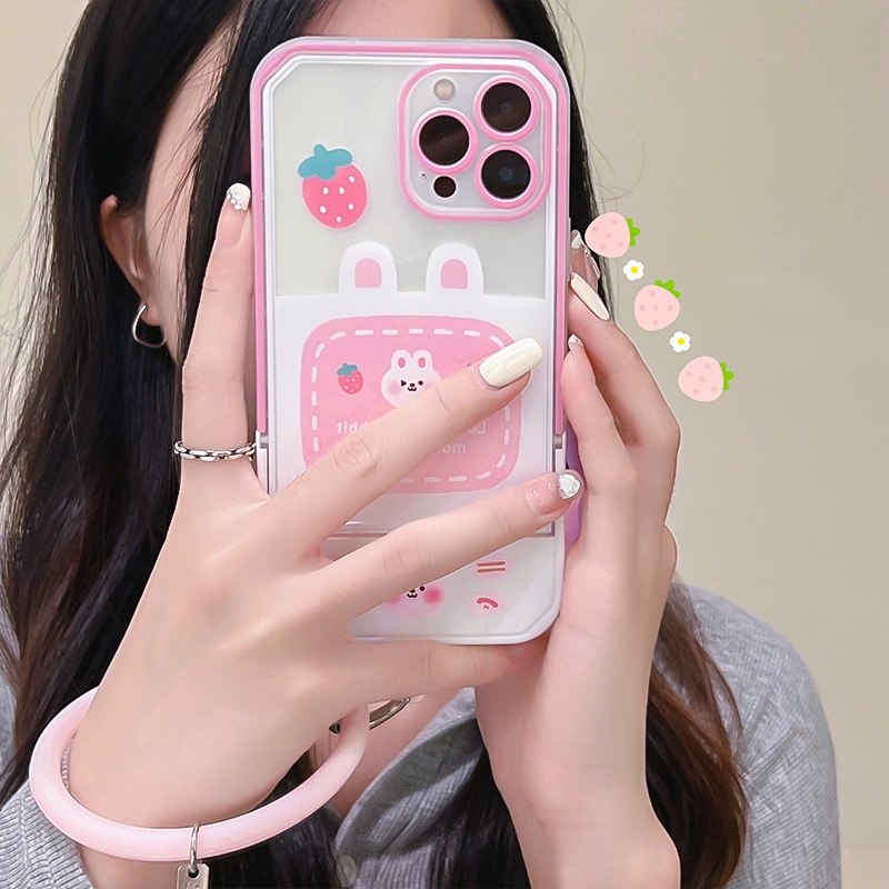 Ốp Điện Thoại Silicon In Hình Thỏ Hoạt Hình Có Giá Đỡ Vô Hình Cho Iphone13Pro 12Pro 7 / 8 / PLUS / 14