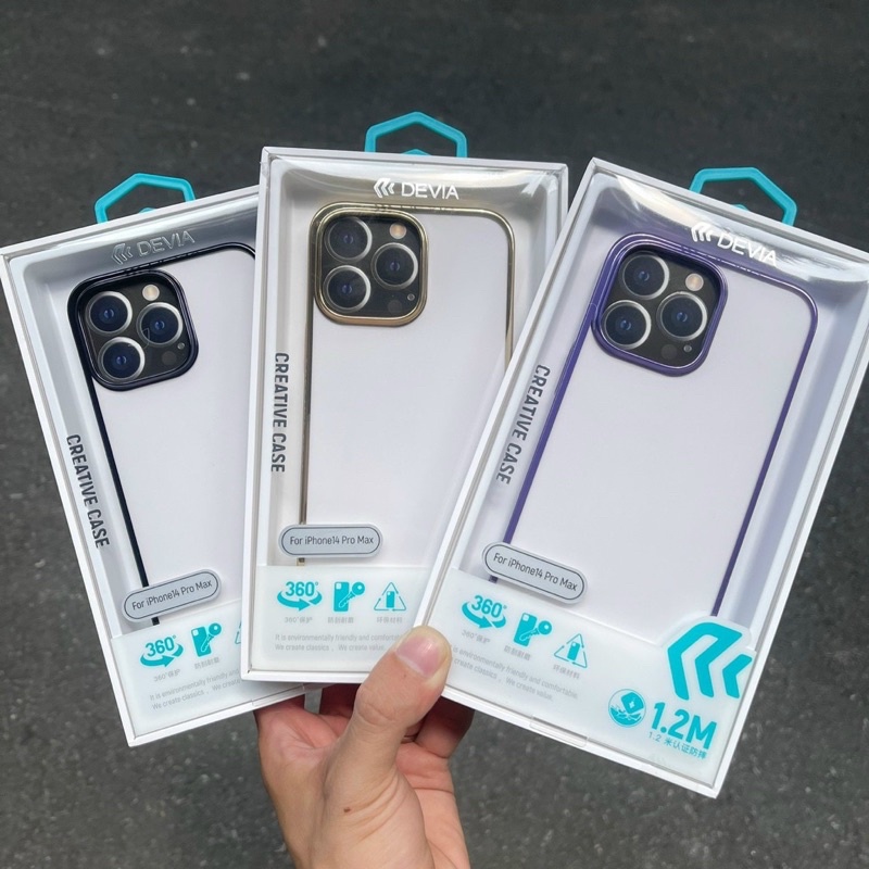 Ốp lưng Devia trong cứng viền màu cho iPhone 14, 14 Max, 14 Pro, 14 Pro Max chính hãng không ố màu