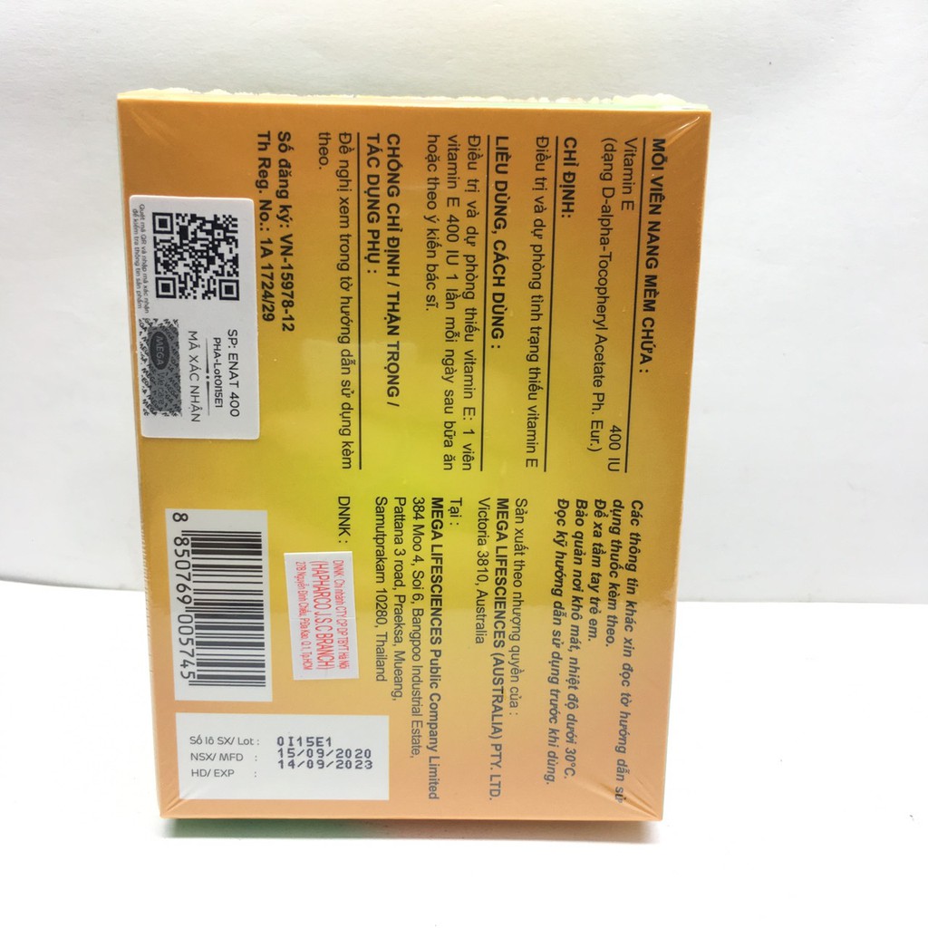 Enat 400 Vitamin E 400 IU - Hộp 30 Viên