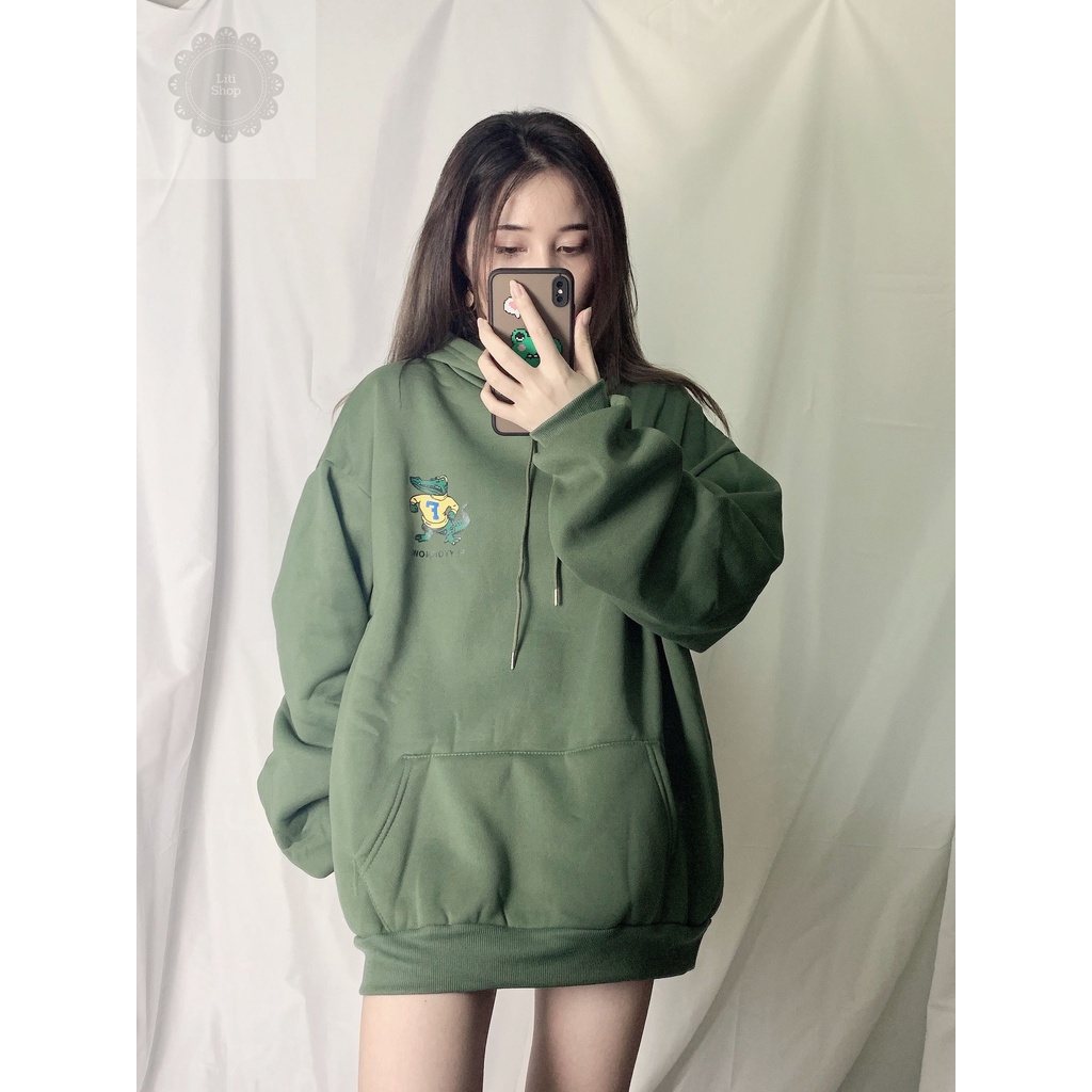 [ HD01] Áo Hoodie Cá Sấu Chất Nỉ Bông Form Ulzzang Dáng Rộng Cho Nữ - Liti shop