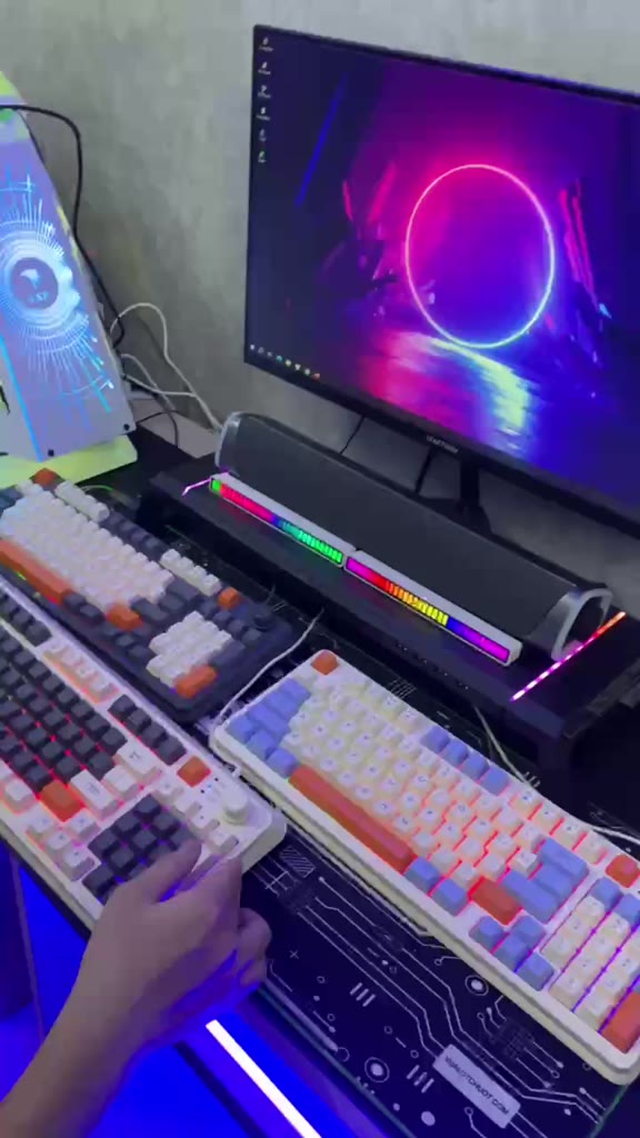 Bộ Bàn Phím Và Chuột Máy Tính Giả Cơ Gaming K820 XUNFOX LED 7 Màu Tích Hợp Núm Chỉnh Âm, Gõ Êm | BigBuy360 - bigbuy360.vn