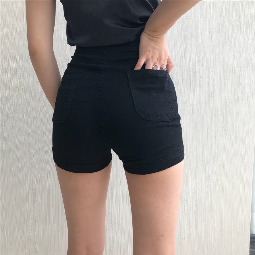 [Hàng mới - Order] Quần short jeans cạp cao form ôm dancer siêu co giãn Quảng Châu