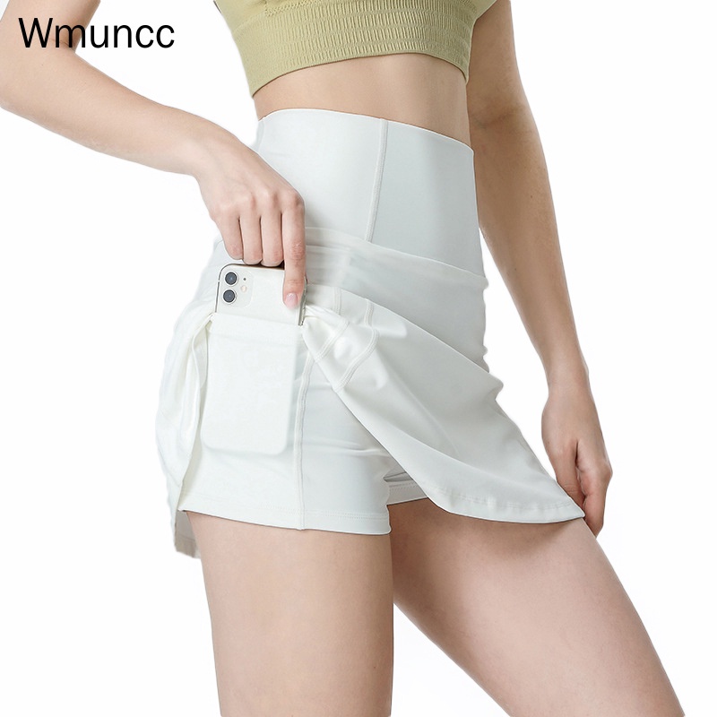 Chân váy ngắn lưng cao giả hai lớp phong cách thể thao thời trang cho nữ