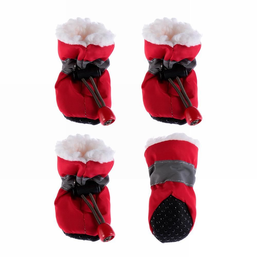 Set 4 Giày Boot Chống Thấm Nước Chống Trượt Giữ Ấm Mùa Đông Cho Thú Cưng