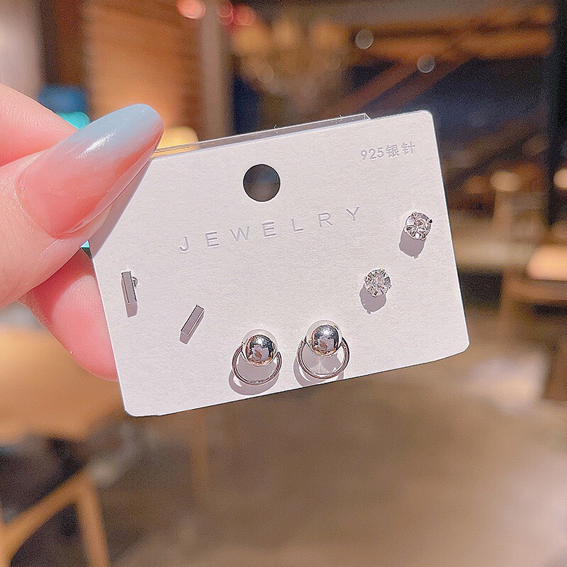 Bông Tai Hoa Tai Bạc 925 Mini Set Đủ Kiểu Phong Cách Hàn Quốc Hot Trend Dobi B13