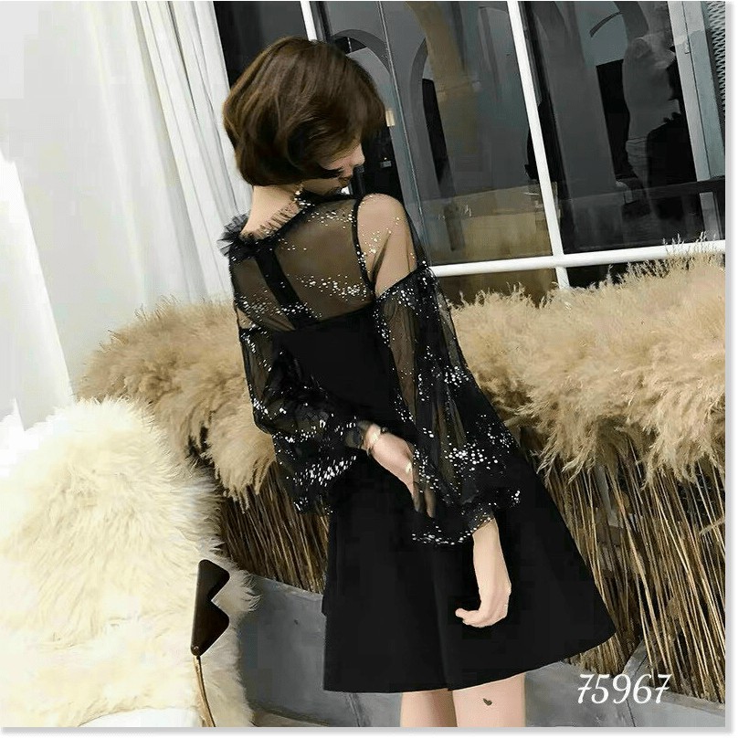 ĐẦM XÒE HOA LƯỚI KIỂU TRỄ VAI TAY BỒNG TIỂU THƯ DỰ TIỆC SANG CHẢNH