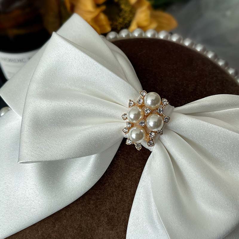 Kẹp Tóc Nơ Lớn Bằng Satin Sang Trọng Cho Cô Dâu