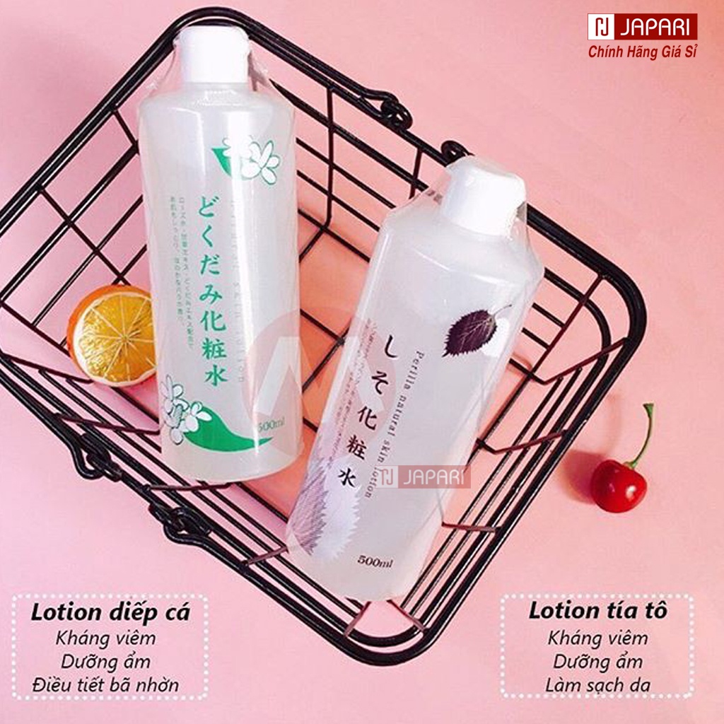 Toner Diếp Cá Dokudami Natural Lotion 500ml CHÍNH HÃNG- Nước Hoa Hồng Diếp Cá Tía Tô Nhật Tonner Da Dầu Mụn/Khô Japari