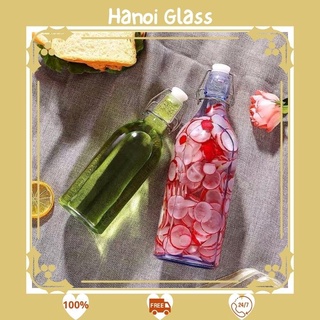 Chai thuỷ tinh 🌴 Nắp Cài 750ml 🌴 nút nhựa trắng quai inox đựng mật ong nước ép dễ vệ sinh - [ RẺ VÔ ĐỊCH ]