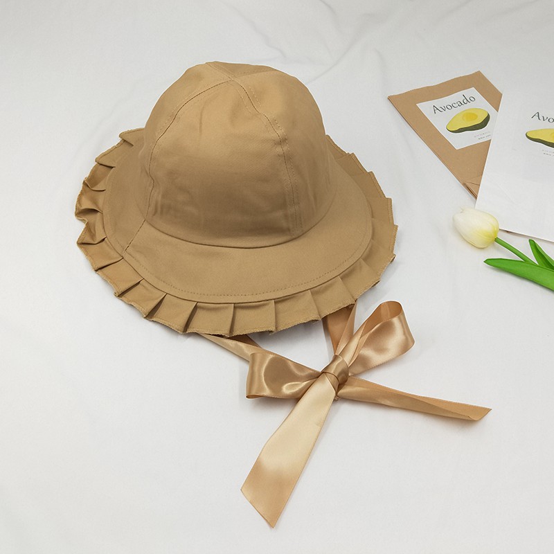 Nón Tai Bèo Cột Dây Xếp Ly Nhỏ Phong Cách Hàn Quốc Nhật Bản Dễ Thương Cho Nữ