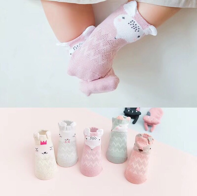 Tất lưới hình thú Tiny cho bé 0-12m set 5 đôi [ babyboo]