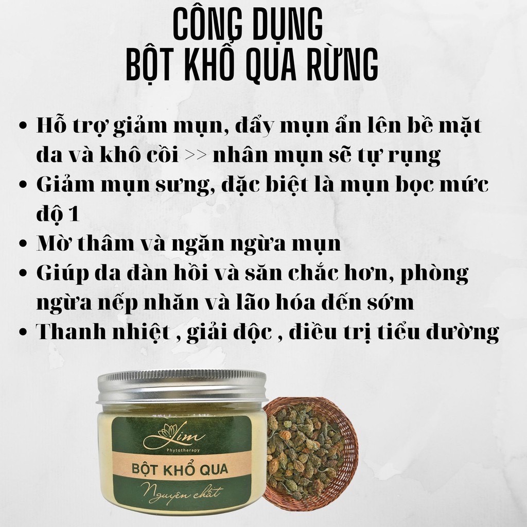 [MASK LIM]-Khổ Qua Rừng 100g Giảm Mụn , Mờ Thâm , Dưỡng Da Căng Bóng , Chống Lão Hóa , Bột Khổ Qua Rừng - Handmade